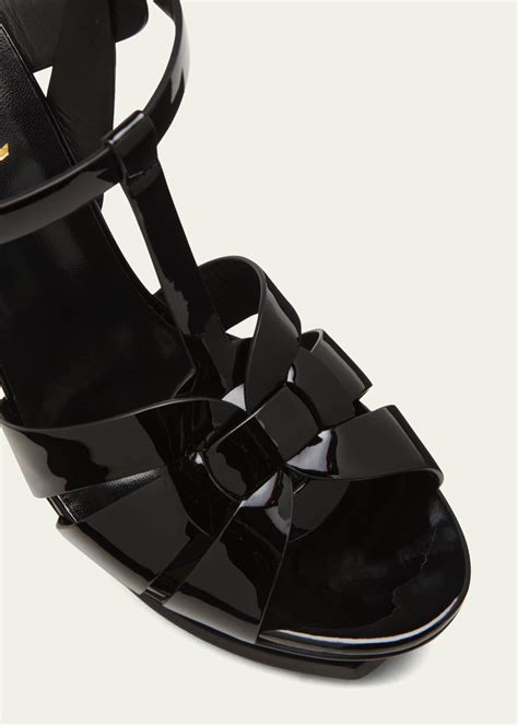 ysl black patent tribute|Saint Laurent Tribute Patent Platform Sandals .